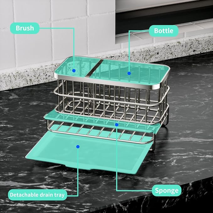 HapiRm Kitchen Sink Organizer, SUS304 Stainless Steel Rustproof Multifunctional - Image 2