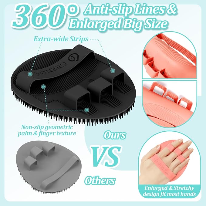 Soft Silicone Bath Gloves 4PC, 360° Anti-slip & Enlarged Silicone Body Scrubber - Image 4