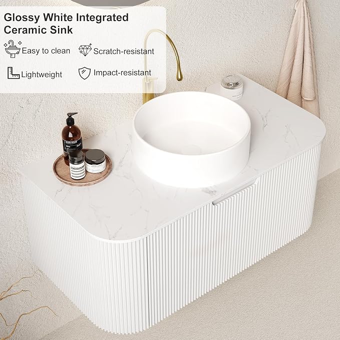 30 inch Bathroom Vanity with Sink, Floating Cabinet with Ultra-Thin Ceramic - Image 5