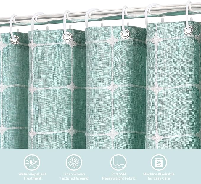MitoVilla Teal Blue Boho Shower Curtains - Image 3