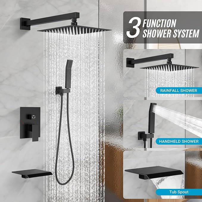 Rain Shower Faucet Set Wall Mounted Rainfall - Image 2