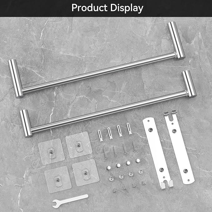 Adjustable Towel Bar for Bathroom Wall Mount17-30.7inch Adhesive Shower Towel - Image 4