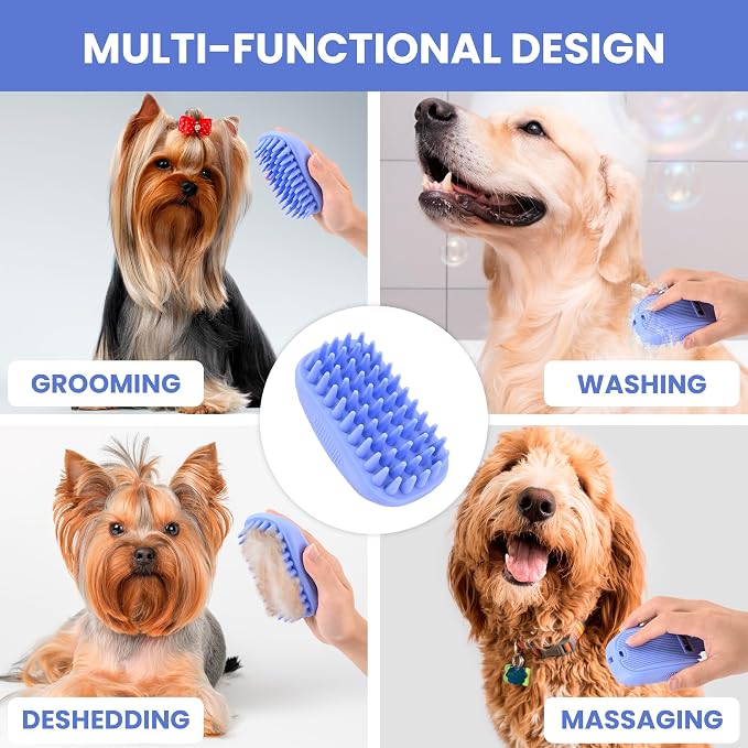 We Love Doodles 2 PACK Pet Rubber Bath Brush and Dog Shampoo - Image 2