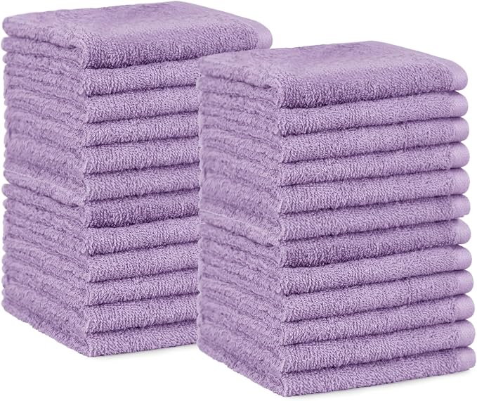 Amazon Basics face Towels for bathroom, 100% Cotton Extra Absorbent washcloth by AmazonBasics