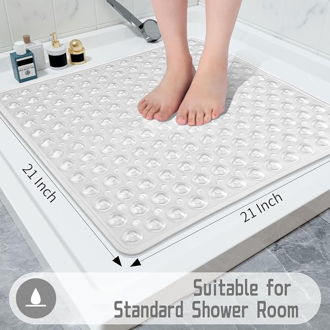 Yimobra Shower Stall Mat Non Slip, 21x21 Inch, Soft Square Bath Mat - Image 2