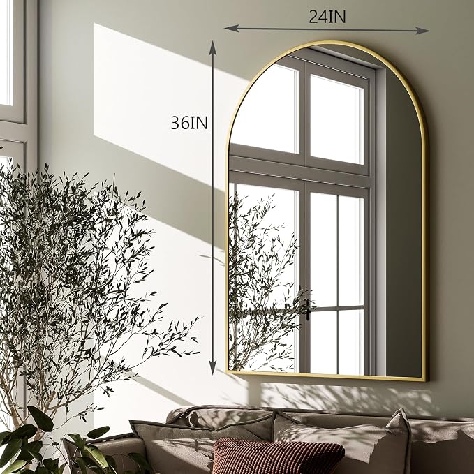 HARRITPURE Arched Wall Mirror – 24"x36" Arch Bathroom Mirror, Living Room Home - Image 6