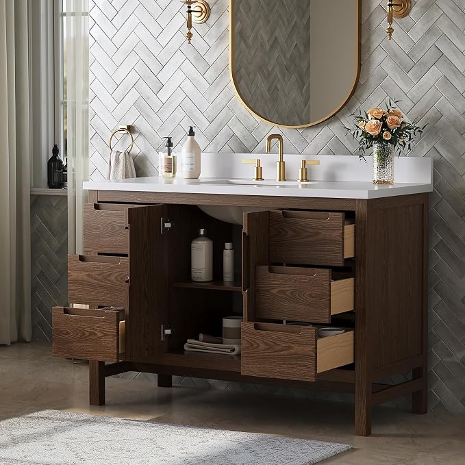 48 Inch Bathroom Vanity with Sink, Solid Wood Bathroom Cabinet with Soft - Image 7