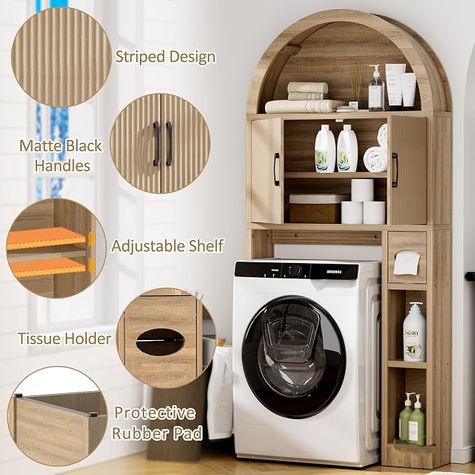 Spurgehom Over The Toilet Storage Cabinet, Bathroom Shelf Organizer Freestanding - Image 4