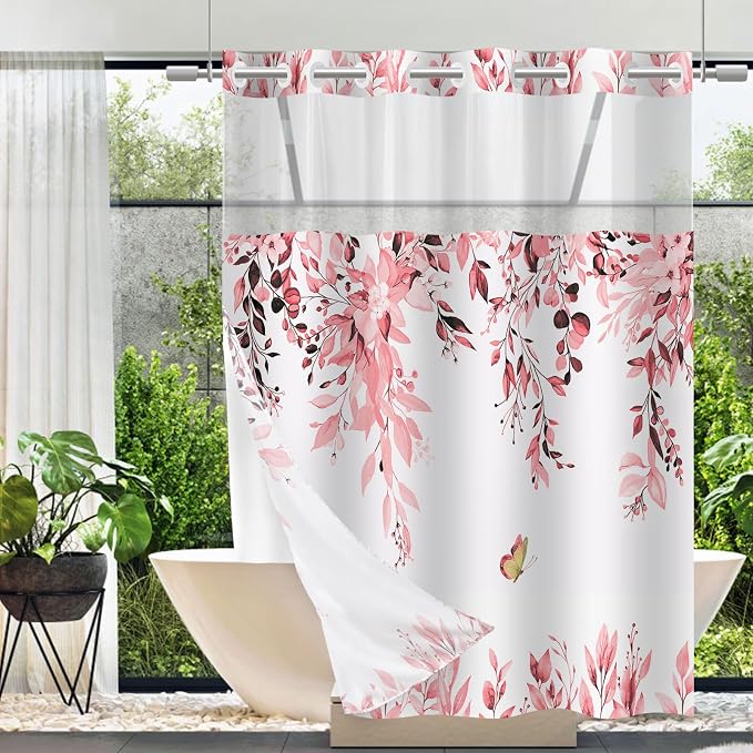 No Hook Shower Curtain and Liner Set, Bath Curtain Sets by TWLSNCD