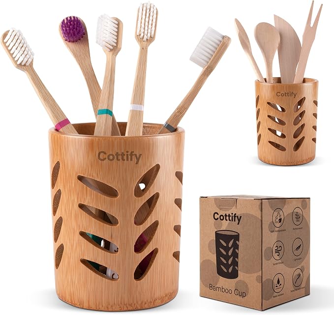 2-Pack of Eco-Friendly Bamboo Toothbrush Holders - Image 3