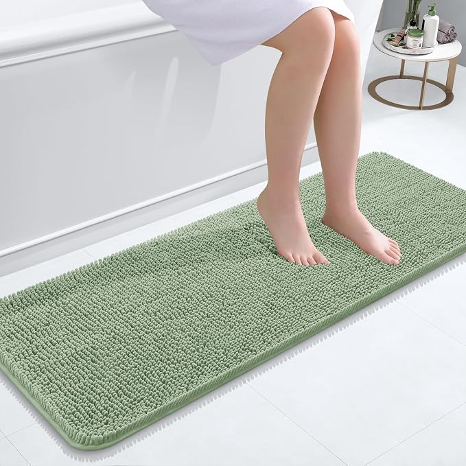 OLANLY Bathroom Rugs 47x17, Extra Soft Absorbent Chenille Bath Rugs, Rubber by OLANLY