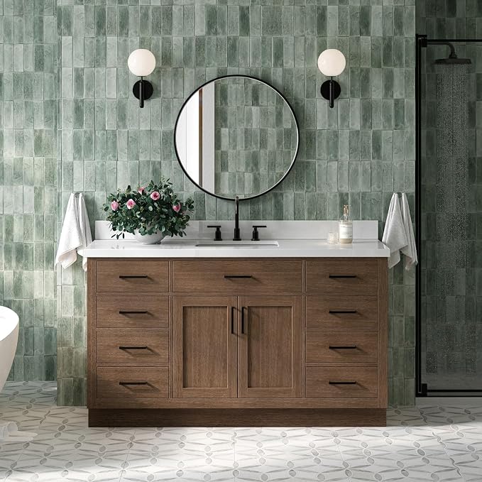 ARIEL Hepburn 61 Inch Single Rectangle Sink Bathroom Vanity by Ariel