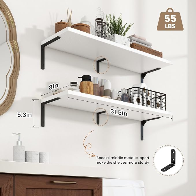 Fun Memories Deep Floating Shelves, 32W x 8D Floating Shelves Set of 2 - Image 3