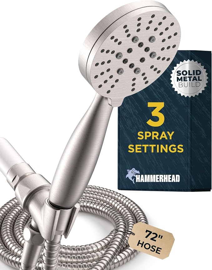 HammerHead Showers® Solid Metal 3-Spray Handheld Shower Head by HammerHeadShowers