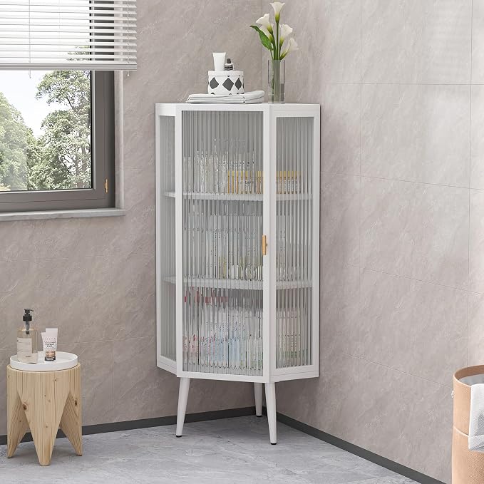Corner Storage Cabinet with Glass Door - Image 5