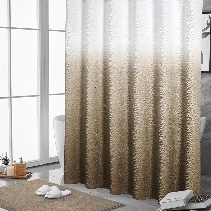 MitoVilla Brown Ombre Shower Curtain Set - Image 2