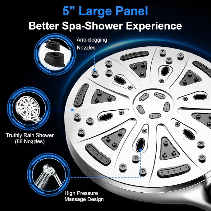 Filtered Shower Head with Handheld, FunnyAir 10-Spray Modes 5" High Pressure - Image 7