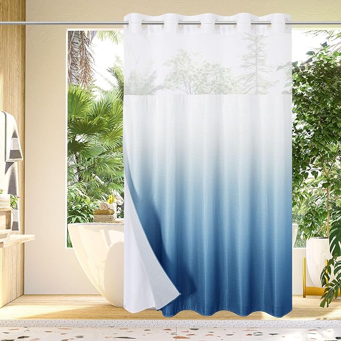 Gibelle No Hook Waffle Weave Shower Curtain by Gibelle