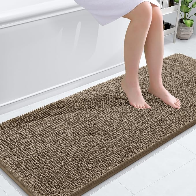 OLANLY Bathroom Rugs 59x24, Extra Soft Absorbent Chenille Bath Rugs, Rubber by OLANLY