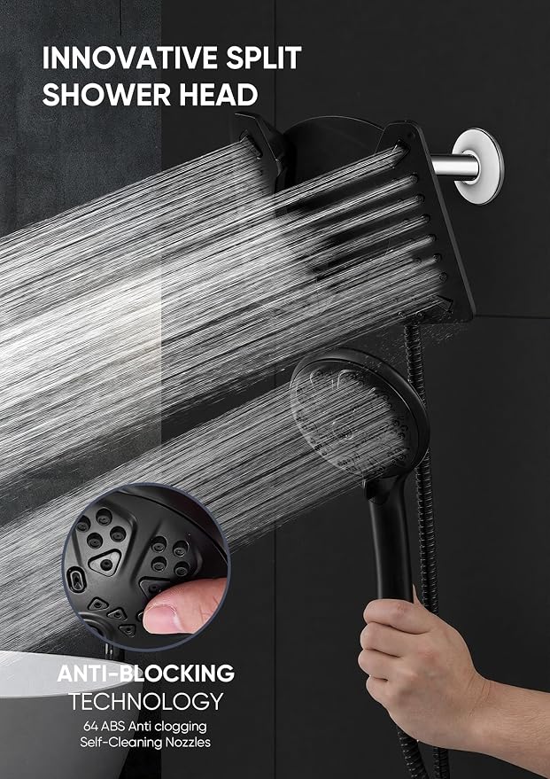 Shower Head with Handheld High Pressure, Rain Shower Head with Fixed Showerhead - Image 4