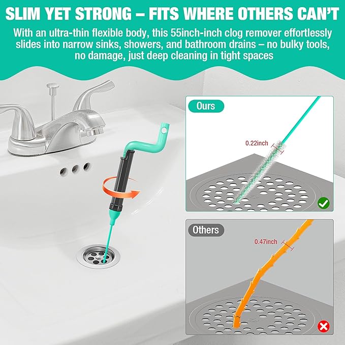 55inch Steel Core Drain Clog Remover Tool - Image 3