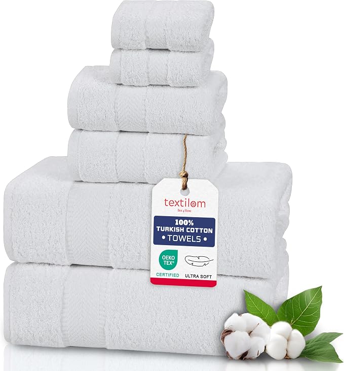 TEXTILOM 6 Pcs Bath Towel Set – Hotel and Spa Quality & Soft & Absorbent & by Textilom