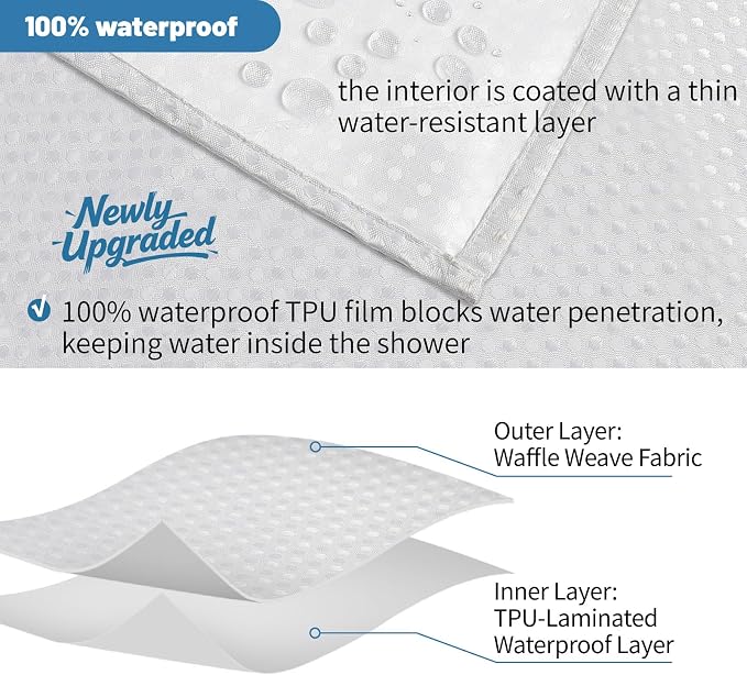 2-in-1 Waterproof Fabric Shower Curtain - Image 5