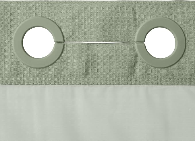 River Dream Green Heavyweight No Hooks Required Shower Curtain - Image 7