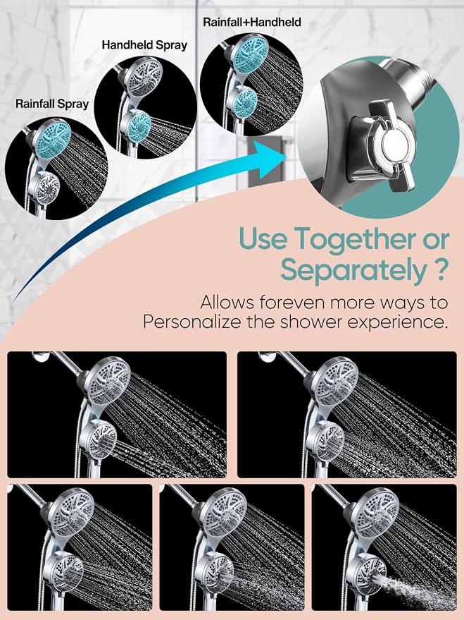 Cobbe High Pressure 3-Way Shower Head Combo, Hand Held Shower & Rain Shower - Image 5