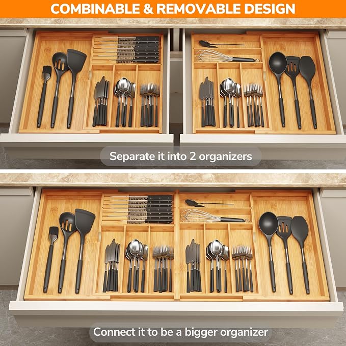 BAMEOS Expandable Silverware Drawer Organizer - Image 5