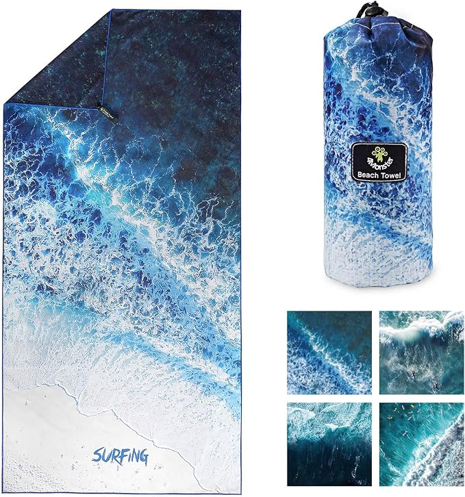 4Monster Microfiber Beach Towel Quick Dry, Super Absorbent Lightweight Travel by 4Monster