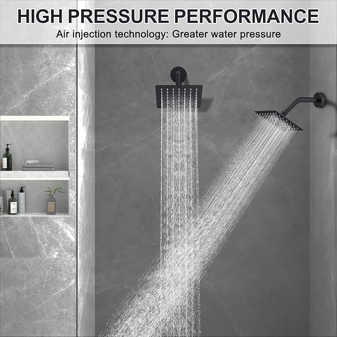 Iriber Shower Faucet Set Matte Black, Push Button Diverter Bathtub Shower System - Image 6