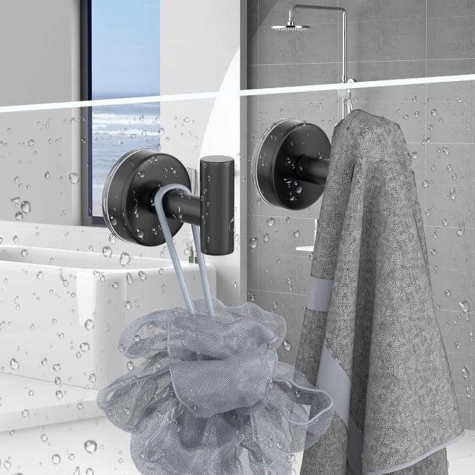 Suction Cup Hooks for Shower, Stainless Steel Towel Hooks for Bathroom Wall - Image 2