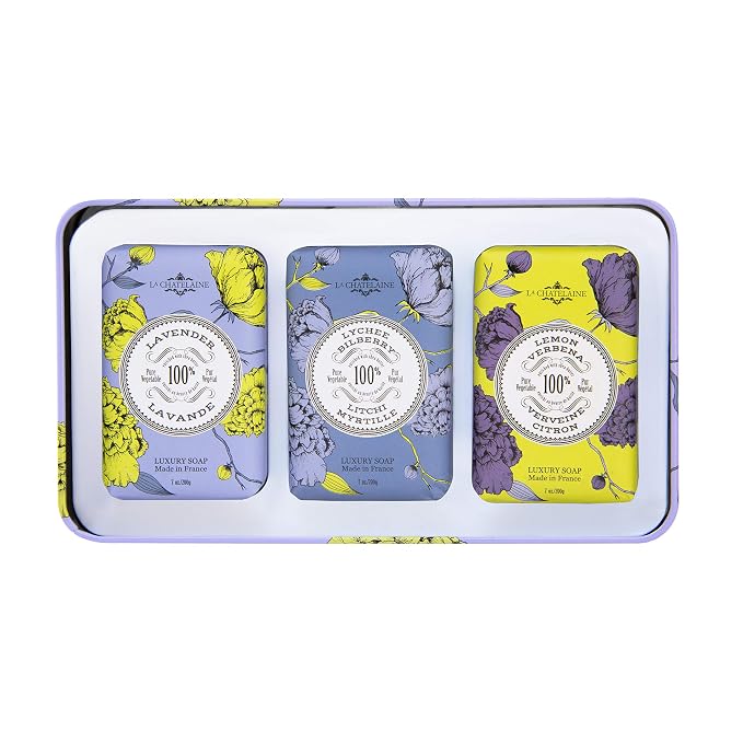 La Chatelaine Luxury Bar Soap Trio Gift Set Tin | Made in France | Natural and - Image 3