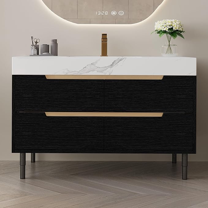 35.4" Bathroom Vanity with Sink Combo Set, Solid Wood Frame Bathroom Storage - Image 5