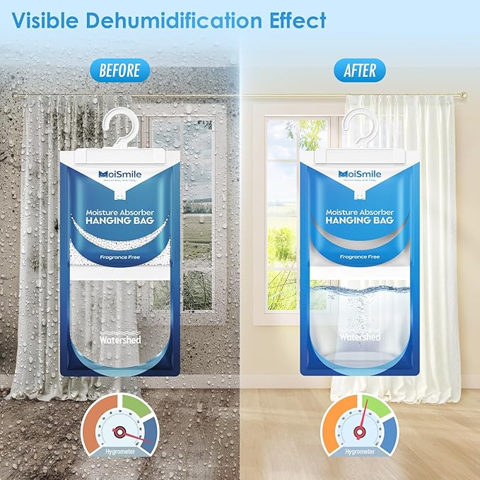 Moisture Absorbers 20 Pack Fragrance Free, Hanging Closet Dehumidifier Bags - Image 2