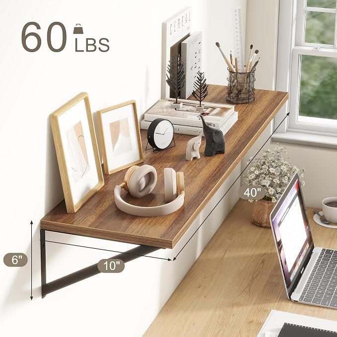 Fun Memories 40 Inch Floating Shelves, 10 Inch Deep Wall Shelf, 40 x 10 - Image 3