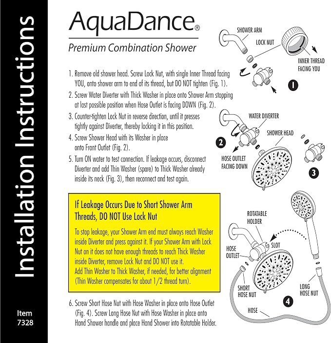 AquaDance 7" Premium High Pressure 3-Way Rainfall Combo - Image 7
