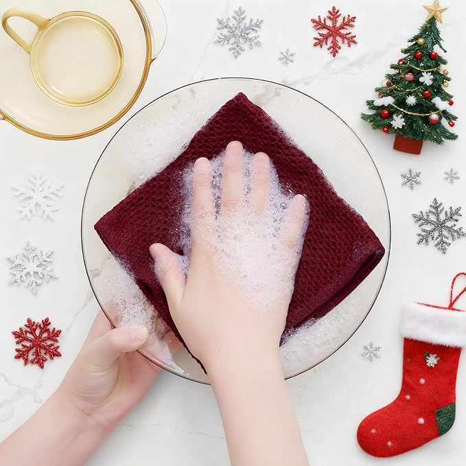 Homaxy 100% Cotton Waffle Weave Kitchen Dish Cloths, Ultra Soft Absorbent Quick - Image 4