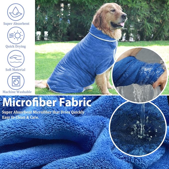 Dog Bathrobe Towel Dog Drying Coat - Image 4