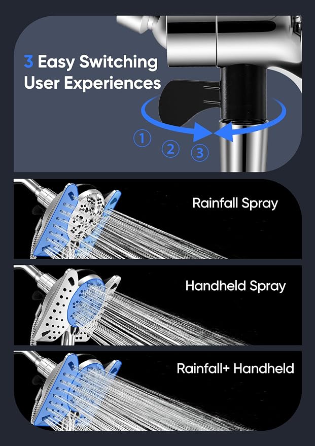 Shower Head with Handheld High Pressure, Rain Shower Head with Fixed Showerhead - Image 2