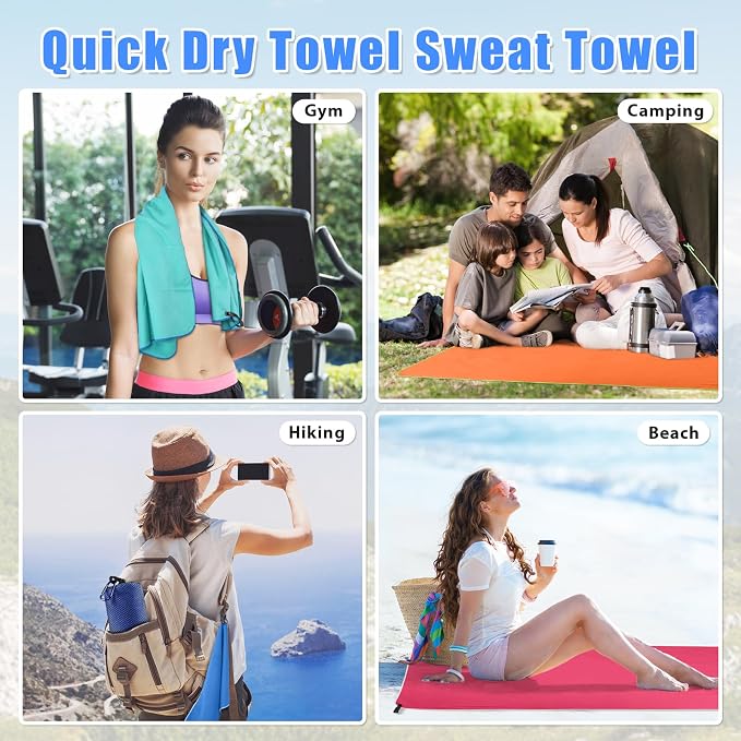 Sfee 2 Pack Microfiber Travel Towel, Quick Dry Beach CampingTowel Super - Image 4