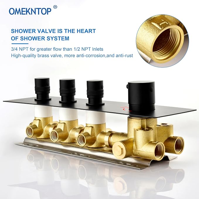 Matte Black 3 Way Shower Diverter Valve - Image 4