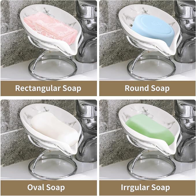 Leaf-Shaped Soap Dish – Premium Ceramic Soap Bar Holder - Image 4