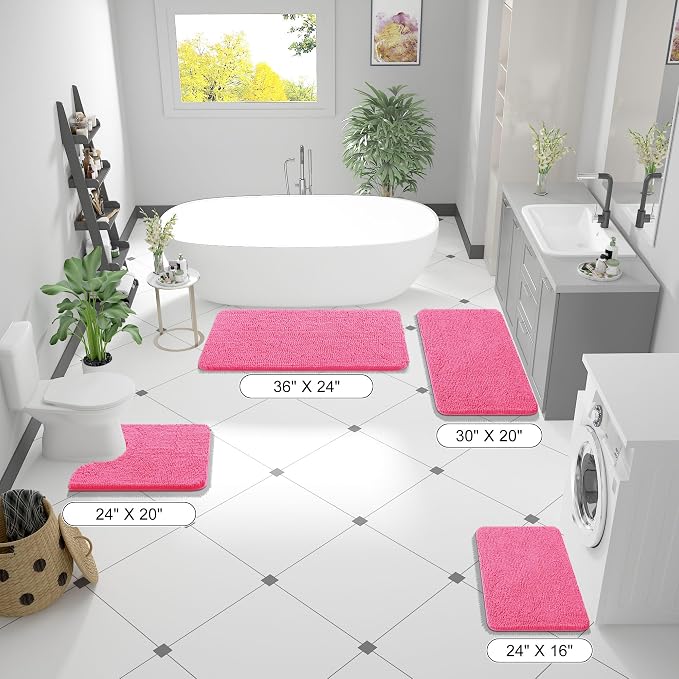 OLANLY Bathroom Rugs 70x46, Extra Soft Absorbent Chenille Bath Rugs, Rubber - Image 2