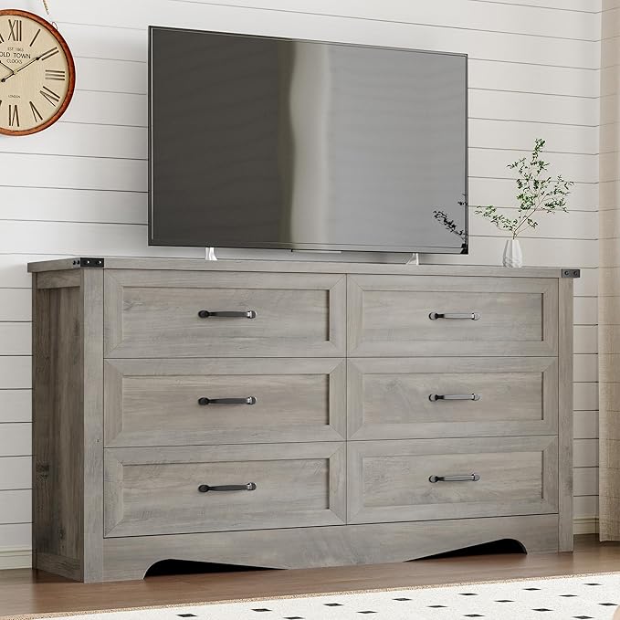 6-Drawer Dresser for Bedroom, Modern Wooden Chest of Drawers - Image 5