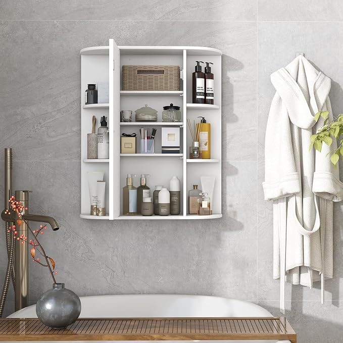 Tangkula Bathroom Medicine Cabinet, Wall Mounted Storage Cabinet - Image 4