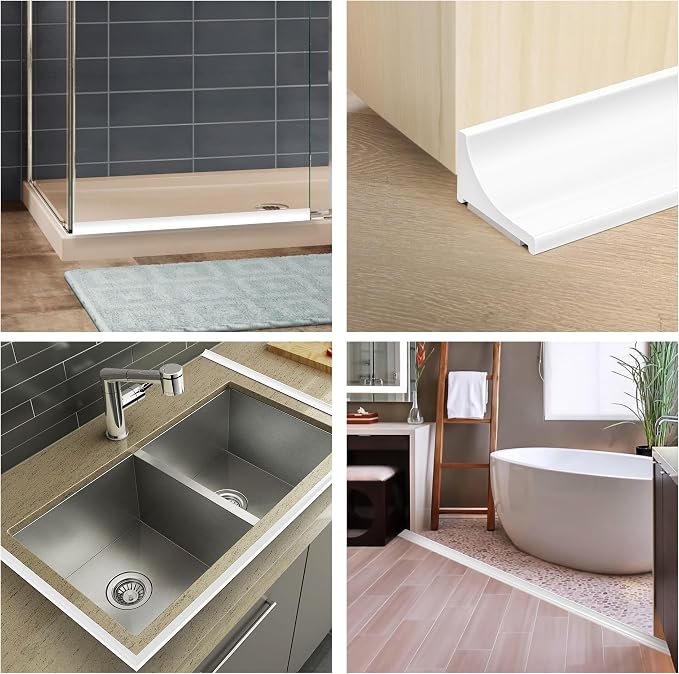39Inch Shower Threshold Water Dam, Self-Adhesive Silicone Shower Barrier Water - Image 4