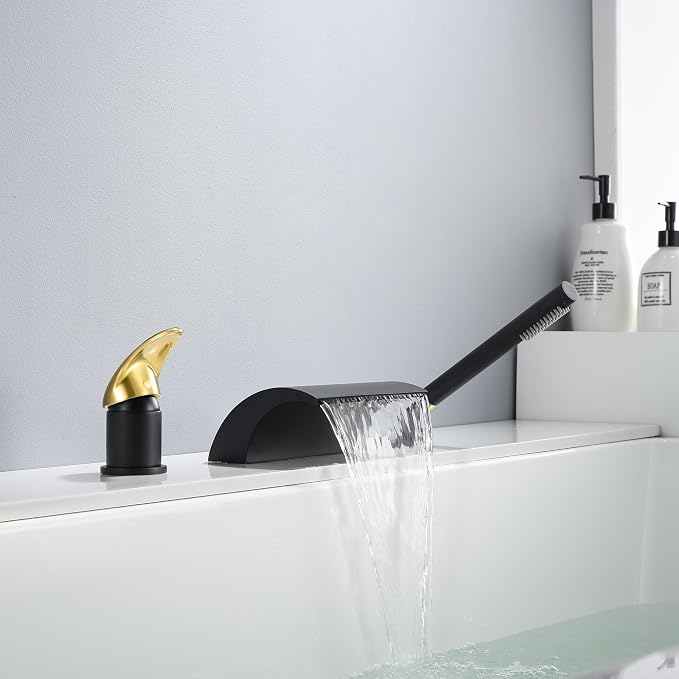 SUMERAIN Waterfall Roman Tub Faucet Deck Mount Bathtub Faucet Brass Tub Filler - Image 5