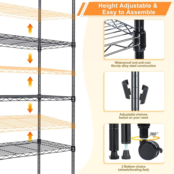 Whitmor 5 Tier Shelving Unit, Adjustable Storage Shelves - Image 4